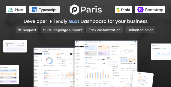 Paris – Vue Nuxt Admin & Dashboard Template