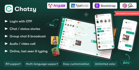 Chatzy – Angular 21 Chat App Template