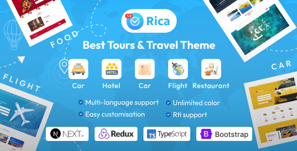 Rica - React Next Js Travel , Tours , Food Delivery, Hotels & Restaurants + Admin Html Template