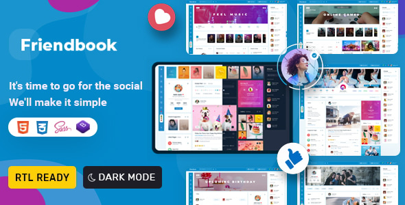 Friendbook - Social Network Online Community UI Toolkit Responsive Html Template
