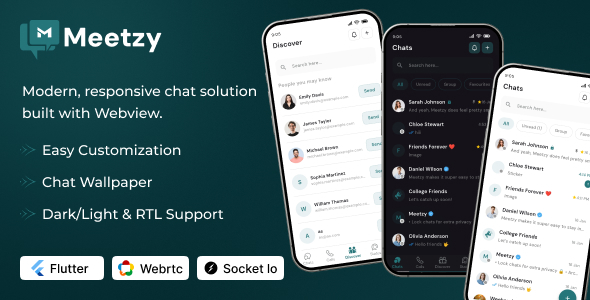 Meetzy Mobile Addon – WhatsApp Clone with Real-Time Chat & Video Calling
