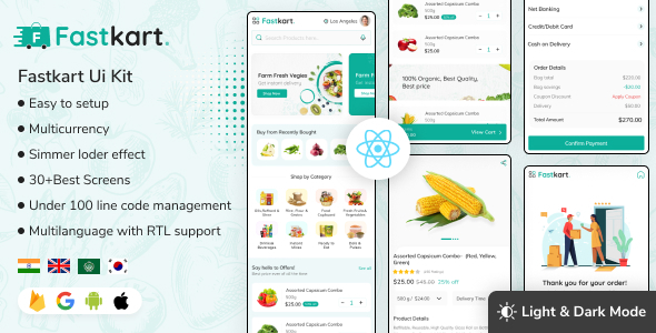 Fastkart - Grocery eCommerce react native ui Kit