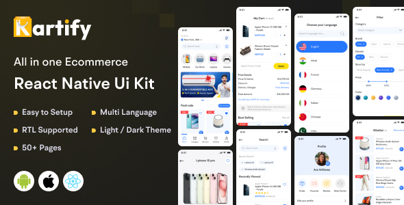 Kartify - React Native CLI eCommerce Mobile App Template